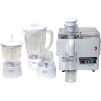 Nobel 4 In 1 Juicer And Food Factory With 1 Litre Capacity And Has Spinner Chopper And Dry Mill 400W 2 Speed - Pulse Grinder, Unbreakable Jar And Anti Slip Feet NJ176G4, White Colour