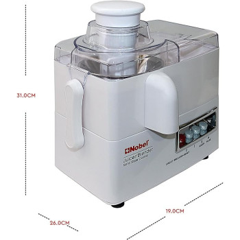 Nobel 4 In 1 Juicer And Food Factory With 1 Litre Capacity And Has Spinner Chopper And Dry Mill 400W 2 Speed - Pulse Grinder, Unbreakable Jar And Anti Slip Feet NJ176G4, White Colour