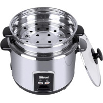 Nobel 2.8 Litres Rice Cooker Stainless Steel Tempered Glass Lid With Thermal Fuse Automatic Cooking And Warming System NRC280S, Silver Colour