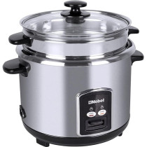 Nobel 2.8 Litres Rice Cooker Stainless Steel Tempered Glass Lid With Thermal Fuse Automatic Cooking And Warming System NRC280S, Silver Colour