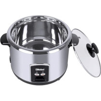 Nobel 2.8 Litres Rice Cooker Stainless Steel Tempered Glass Lid With Thermal Fuse Automatic Cooking And Warming System NRC280S, Silver Colour