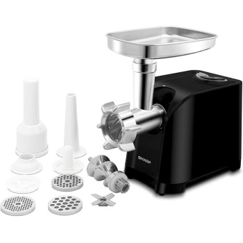 Sharp 2200W 3 Disc Meat Mincer Grinder Sausage Kebab Maker EG Pl41 K3, Japan Blade With Reverse Function, Black / Silver Colour