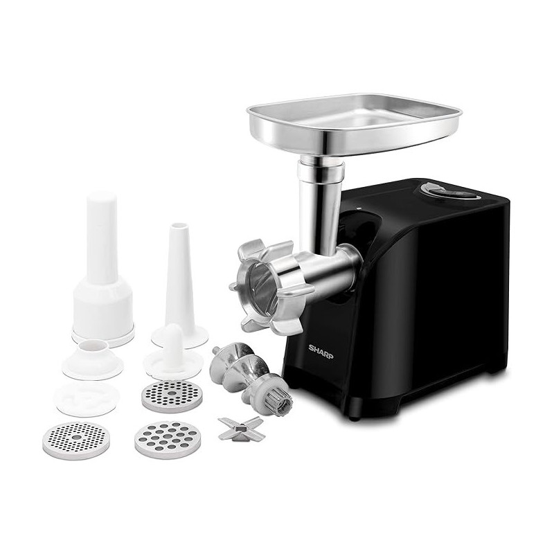 Sharp 2200W 3 Disc Meat Mincer Grinder Sausage Kebab Maker EG Pl41 K3, Japan Blade With Reverse Function, Black / Silver Colour