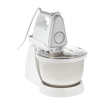Sharp 250 Watts Turbo And 5 Speed Selection Detachable Free Stand Mixer For Quick Cake Mixing With Egg Beater, Dough Hook And Stainless Steel Bowl EM - SP21 - W3, White Colour