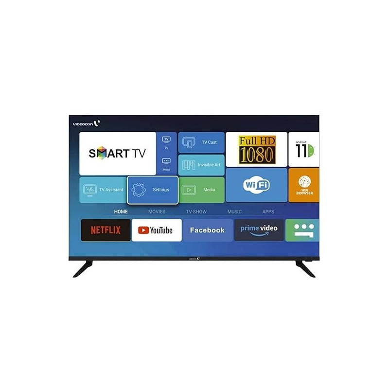 Videocon 43 Inch TV Full HD Smart Android 11 In Bluetooth And Wifi, Black Colour
