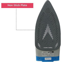 Nobel Steam Iron With Variable Heat Selection, 20 / 5G Min. Steam Rate, Dry / Continuous Steam / Self Clean, With Special Collar Cut, 2400W, Blue And Black Colour