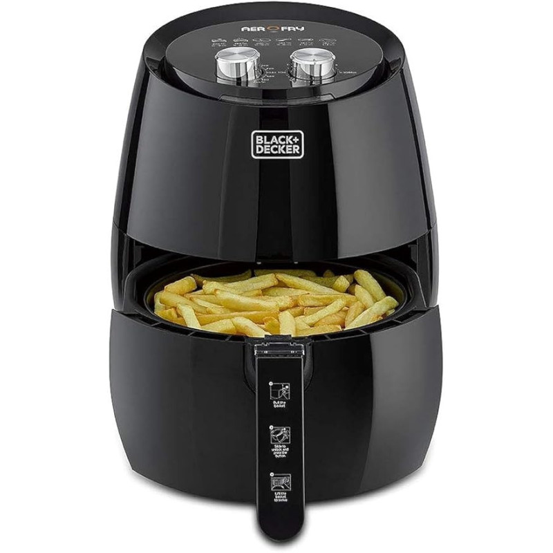Black+Decker 4.5L Rapid Air Convection Manual Aerofry Airfryer, Black Colour, AF350-B5