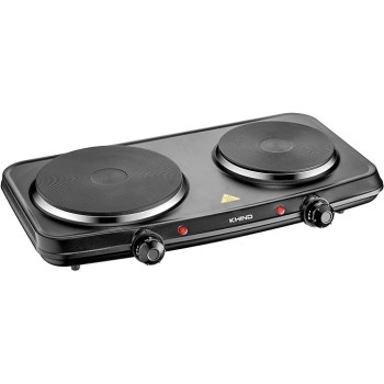 Khind Double Electric Hot Plate, Cast Iron With Chrome Deco Rim And Variable Temperature, Indicator Light