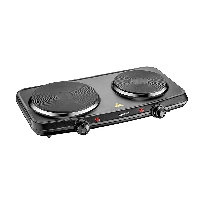 Khind Double Electric Hot Plate, Cast Iron With Chrome Deco Rim And Variable Temperature, Indicator Light