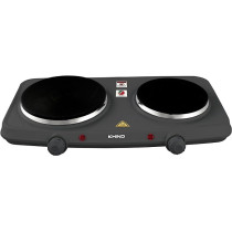 Khind Double Electric Hot Plate, Cast Iron With Chrome Deco Rim And Variable Temperature, Indicator Light