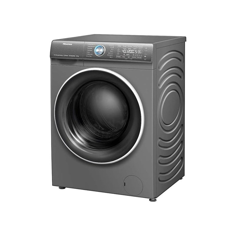 Hisense 12 KG Front Load Washing Machine 1400 RPM Quick Wash Drum Clean Led Display, Silver Colour – Inverter