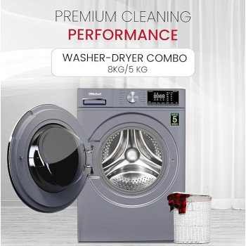 Nobel 8 KG Front Load, 5 KG Drying Capacity With 100 Percentage Dry Fully Automatic, 1400 RPM, Led Display, Dark Silver Colour