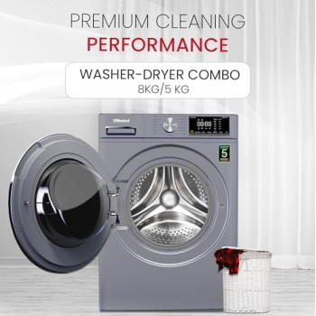Nobel 8 KG Front Load, 5 KG Drying Capacity With 100 Percentage Dry Fully Automatic, 1400 RPM, Led Display, Dark Silver Colour