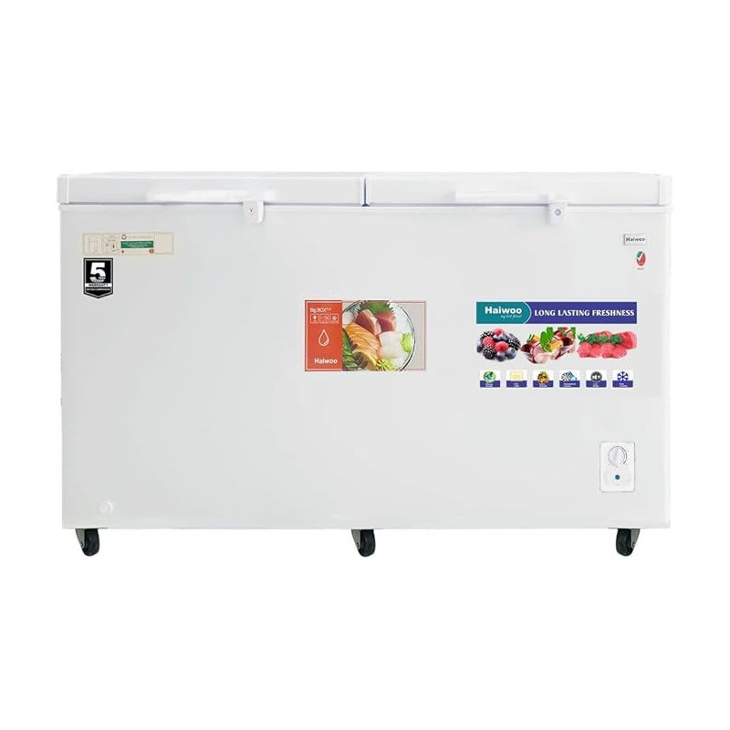 Haiwoo 650L HDF - 650 WB Double Door Two Storage Basket Chest Freezer, CFC Free, White Colour