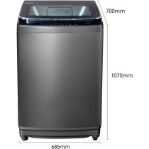 Hisense Top Loading Washing Machine, 18KG Capacity, WTY1802T, Silver Colour