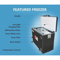 Haiwoo 250 Litre Chest Freezer, Super Freezer Elite Series With Inner Glass, Storage Basket, HDF250WBG, Gray Colour