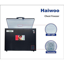 Haiwoo 250 Litre Chest Freezer, Super Freezer Elite Series With Inner Glass, Storage Basket, HDF250WBG, Gray Colour