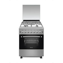 Haiwoo Cooking Range 57 x 57 Freestanding Cooker, Full Gas Cooking Range With 4 Burners, Automatic Ignition And Safety, Cast Iron Pan Support, Stainless Steel Finish