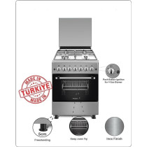 Haiwoo Cooking Range 57 x 57 Freestanding Cooker, Full Gas Cooking Range With 4 Burners, Automatic Ignition And Safety, Cast Iron Pan Support, Stainless Steel Finish
