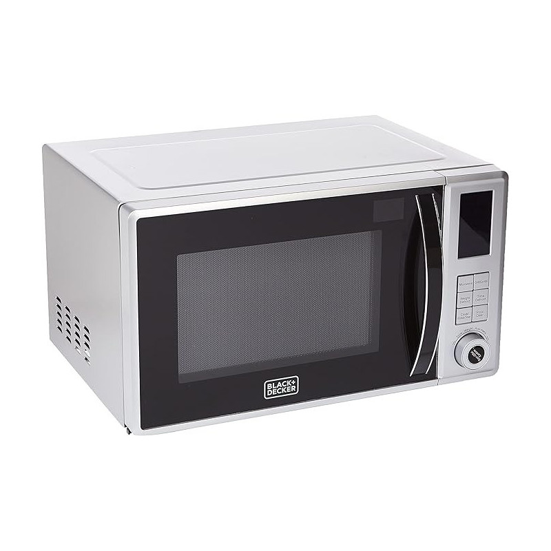 Black+Decker 800W 23 Liter Combination Microwave Oven With Grill, Silver Colour - MZ2310PG