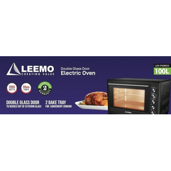 Leemo 100L Electric Oven Leo-P100RCG With Convection / Rotisserie / Grill / 12 Cooking Function / Lamp / Double Glass Door / 2Bake Tray