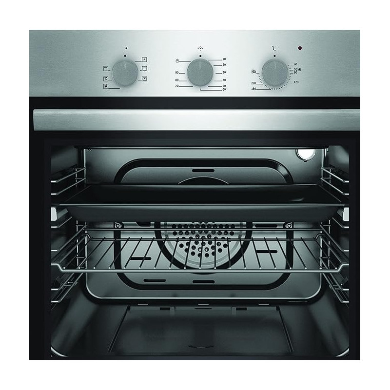 Nobel Builtin - Ovens Stainless Steel 60CM Electric Tempered Black Glass Door Mechanical Turkey NBI61080