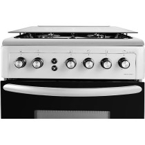 Super General Freestanding Gas - Cooker 4 - Burner Full-Safety, Stainless-Steel Cooker, Gas Oven With Rotisserie, Automatic Ignition, Silver Colour