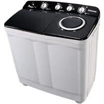 Haiwoo 13KG HWM - 1350, Twin - Tub, Semi-Automatic Washing Machine, White / Black Colour, Efficient Top-Load Washer With Anti-Rat Base, Spin-Dry Impeller AC 220-240V