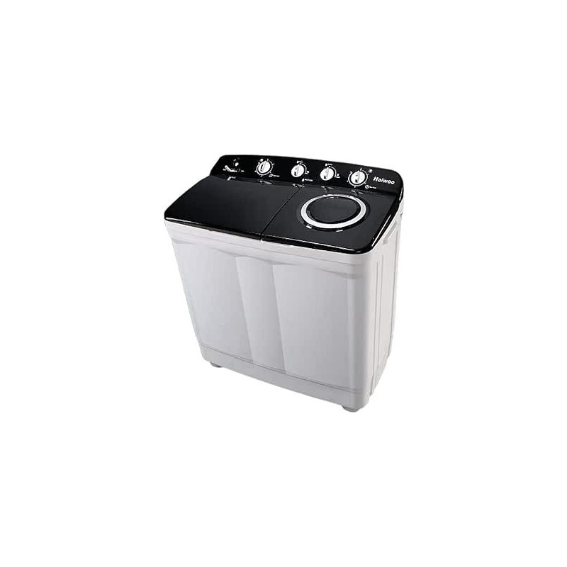Haiwoo 13KG HWM - 1350, Twin - Tub, Semi-Automatic Washing Machine, White / Black Colour, Efficient Top-Load Washer With Anti-Rat Base, Spin-Dry Impeller AC 220-240V
