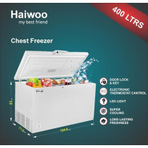 Haiwoo 400L HDF - 400WB Single Door One Storage Basket Chest Freezer Series, CFC Free, R600A, White Colour