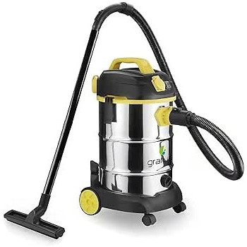 Gratus Wet / Dry / Blow 1600W Canister Vacuum Cleaner With 2000W Power Socket, High Power Motor, Stainless Steel Body, 30LTR SS Tank, Multi Filtration