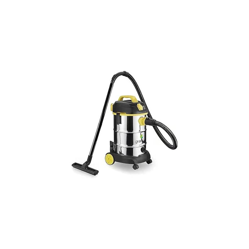 Gratus Wet / Dry / Blow 1600W Canister Vacuum Cleaner With 2000W Power Socket, High Power Motor, Stainless Steel Body, 30LTR SS Tank, Multi Filtration