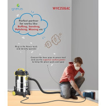Gratus Wet / Dry / Blow 1600W Canister Vacuum Cleaner With 2000W Power Socket, High Power Motor, Stainless Steel Body, 30LTR SS Tank, Multi Filtration