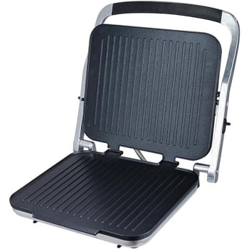 Nobel Portable Grill And Panini Maker Contact Grill 2000W Fixed Temperature Control Barbeque Grill Plate Ready Light Power Indicator NCG100, Silver Colour