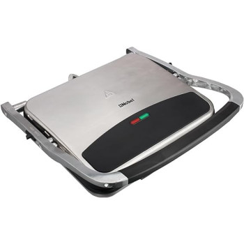 Nobel Portable Grill And Panini Maker Contact Grill 2000W Fixed Temperature Control Barbeque Grill Plate Ready Light Power Indicator NCG100, Silver Colour