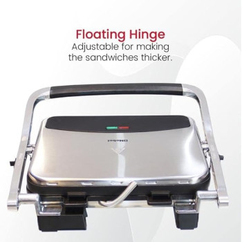 Nobel Portable Grill And Panini Maker Contact Grill 2000W Fixed Temperature Control Barbeque Grill Plate Ready Light Power Indicator NCG100, Silver Colour