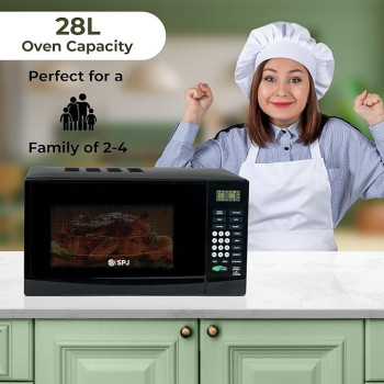 SPJ Microwave Oven 28L, 900W With 10 Power Levels, Digital Microwave, 99 Minutes Timer, Grill 1000W, Easy To Use, MWBLU-28L005