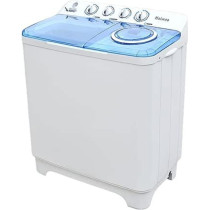 Haiwoo 15KG HWM-1550 Twin-Tub Semi-Automatic Washing Machine, White / Blue Colour, Efficient Top-Load Washer With Anti-Rat Base, Spin-Dry Impeller AC 220-240V