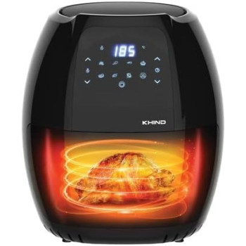 Khind Air Fryer - 7.7L Capacity, 1800W Power, 10 Preset Menus, Digital Display And Touch Control, Low Fat Cooking Up To 80 Percentage, Removable Basket And Pot, Black Colour