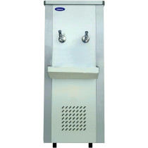 Haiwoo Water Cooler 2 Tap 25 Gallons With Full Stainless Steel Body For Chilled Built-In Cooling Function, Silver Colour