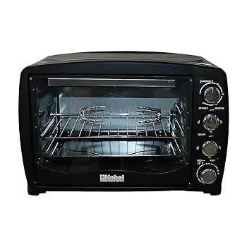 Nobel 45 Litre Electric Ovenwith 4 Knob Control, 60 Minutes Timer With Bell, Rotisserie And Inner Lamp Stainless Steel Handle, Heat Resistant Tempered Glass, Black Colour