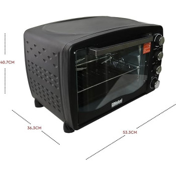 Nobel 45 Litre Electric Ovenwith 4 Knob Control, 60 Minutes Timer With Bell, Rotisserie And Inner Lamp Stainless Steel Handle, Heat Resistant Tempered Glass, Black Colour