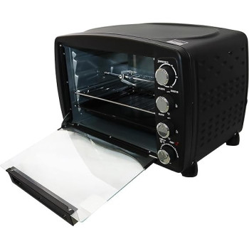 Nobel 45 Litre Electric Ovenwith 4 Knob Control, 60 Minutes Timer With Bell, Rotisserie And Inner Lamp Stainless Steel Handle, Heat Resistant Tempered Glass, Black Colour