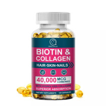 Biotin & Collagen Vitamins Supplement for Hair, Skin and Nails - 120 Softgel Capsules 