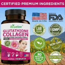 BCuelov Glutathione Collagen Supplement - For Skin Whitening & Brightening Anti-Aging Formula For Skin, Nails, Hair - 60 Capsules