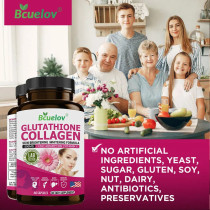 BCuelov Glutathione Collagen Supplement - For Skin Whitening & Brightening Anti-Aging Formula For Skin, Nails, Hair - 60 Capsules