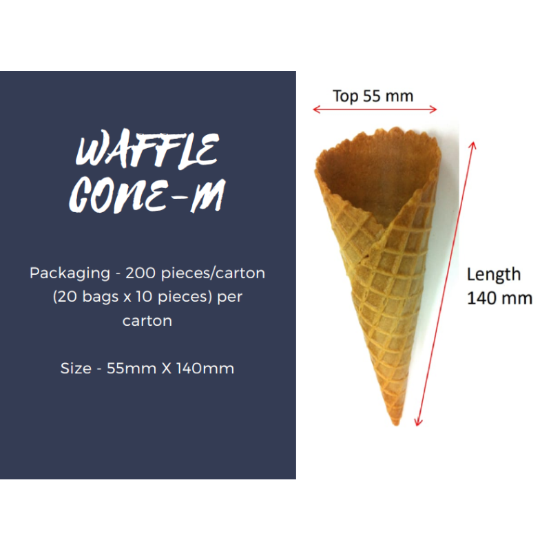 Gelato / HardIce-cream/ Soft Ice-Cream Waffle Cone -Size M 200 Pcs