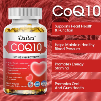 Coenzyme Q10 (CoQ10) Antioxidant for Blood Circulation, Stress, Body Energy and Better Absorption - 120 Softgel Capsules