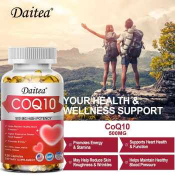 Coenzyme Q10 (CoQ10) Antioxidant for Blood Circulation, Stress, Body Energy and Better Absorption - 120 Softgel Capsules