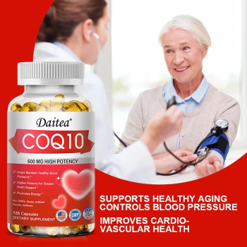 Coenzyme Q10 (CoQ10) Antioxidant for Blood Circulation, Stress, Body Energy and Better Absorption - 120 Softgel Capsules